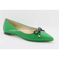 Zapatos de cuero de la mujer de la bailarina de la comodidad verde